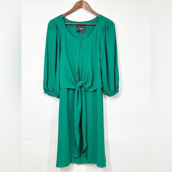 Anthropologie Maeve Valparaiso Tie Front Midi Dress Green Size 8 - Picture 2 of 12